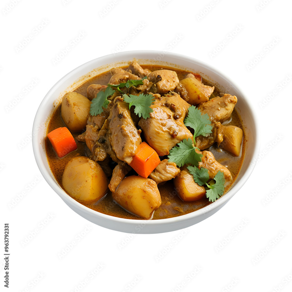 Thai food chicken curry on a white background Thai food chicken curry on a white background
