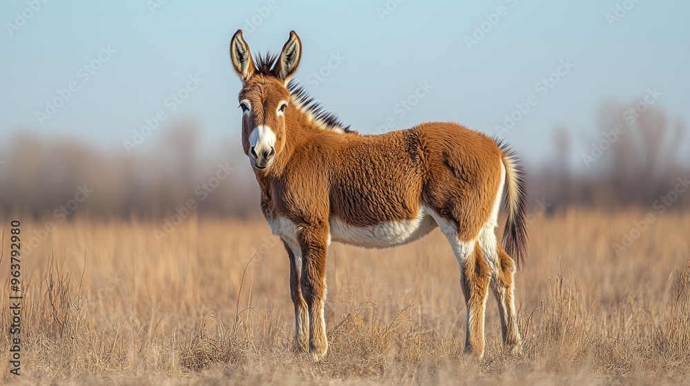 Naklejka premium Donkey standing on a white background