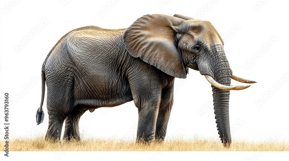 Fototapeta premium Elephant standing on white background