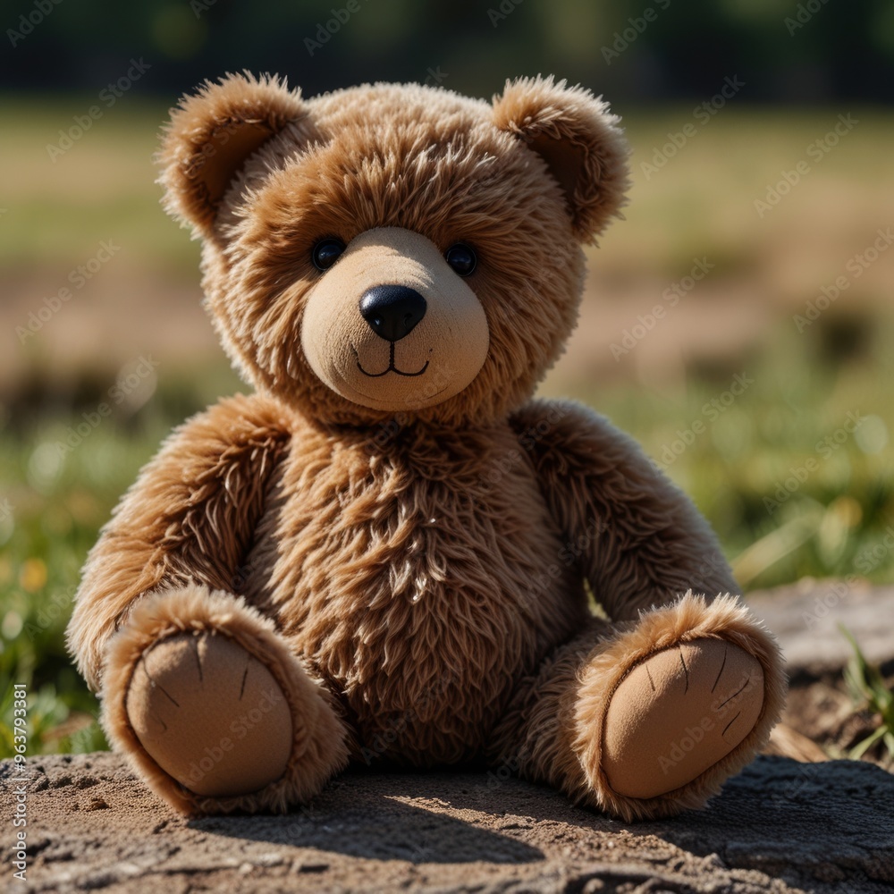 Fototapeta premium Brown Teddy Bear on a Soft Background