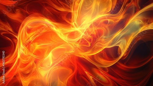 Abstract swirling flames in vibrant orange and yellow hues, creating a dynamic visual effect.