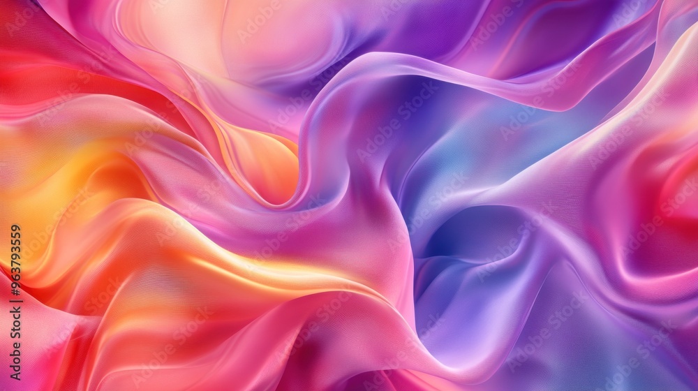 A vibrant abstract swirl of colorful fabric-like textures creating a dreamy atmosphere. A vibrant abstract swirl of colorful fabric-like textures creating a dreamy atmosphere.