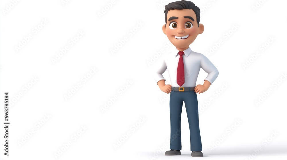 A cheerful cartoon character in a business outfit, ready for a professional setting. A cheerful cartoon character in a business outfit, ready for a professional setting.