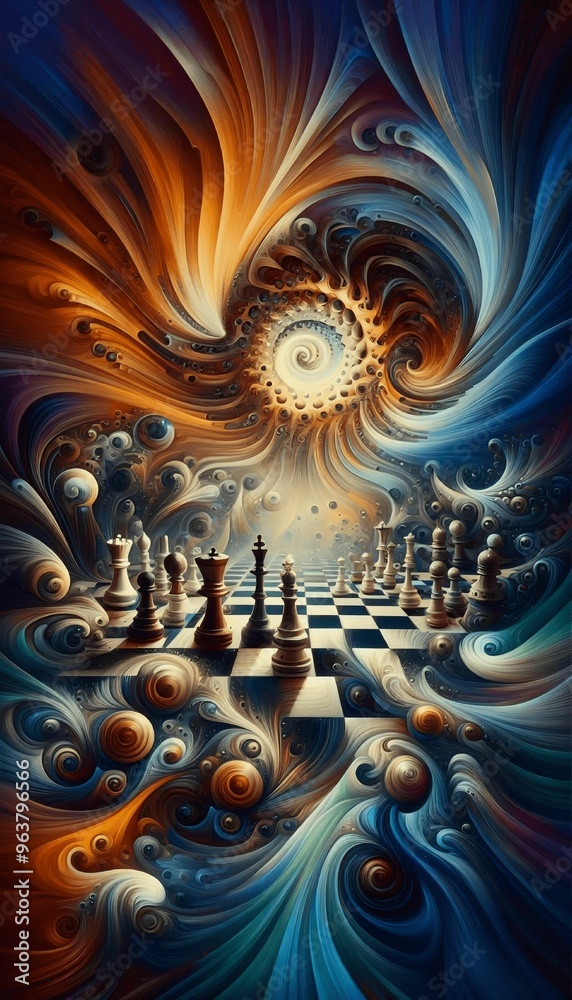 Fototapeta premium a chessboard with pieces in mid-move