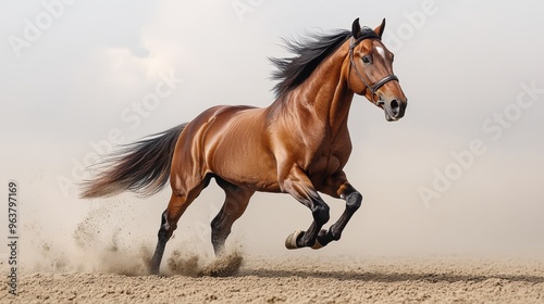 Horse running on white background