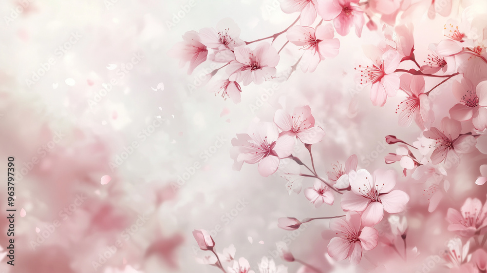 Soft Pink Cherry Blossoms in Spring Breeze Soft Pink Cherry Blossoms in Spring Breeze