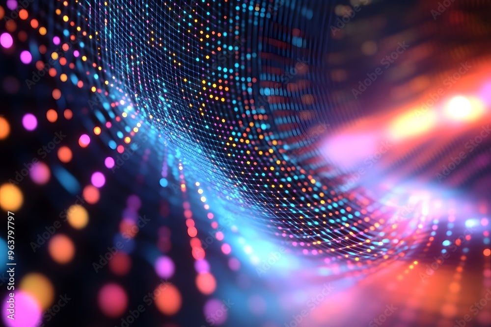 Abstract Digital Network with Glowing Lights Abstract Digital Network with Glowing Lights