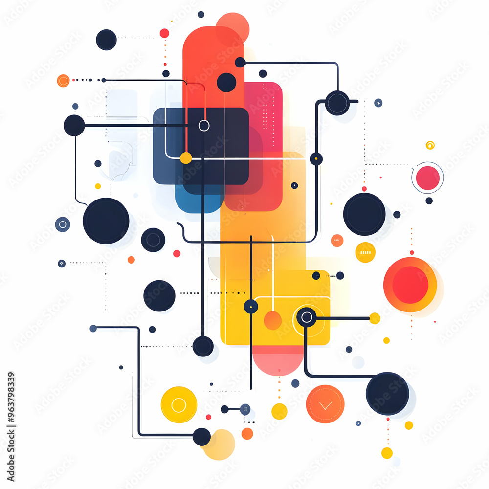 Flat AI-Driven Data Flow Elements: Abstract Vector Design with Dynamic Data Streams in Geometric Shapes for Smart Business Solutions Flat AI-Driven Data Flow Elements: Abstract Vector Design with Dynamic Data Streams in Geometric Shapes for Smart Business Solutions