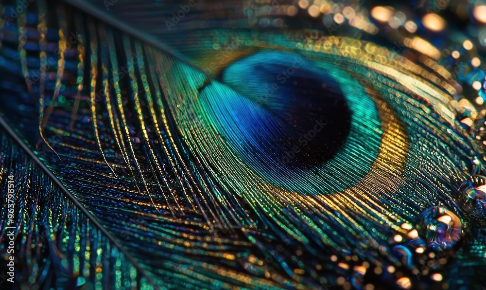 Naklejka premium Close-up of a peacock feather