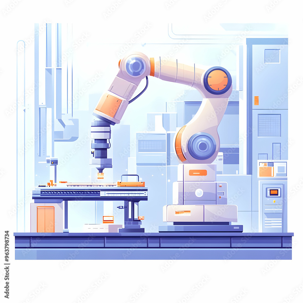 Flat AI Enhanced Manufacturing Background: Futuristic Automated Production Lines with Precision Efficiency in a High-Tech Industrial Environment Flat AI Enhanced Manufacturing Background: Futuristic Automated Production Lines with Precision Efficiency in a High-Tech Industrial Environment