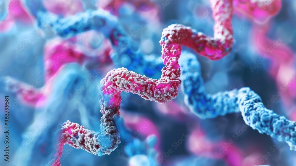 A genetic mutation, such as a deletion or translocation, evident in a microscope view of chromosomes.