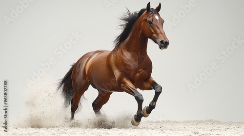 Quarter horse running on white background