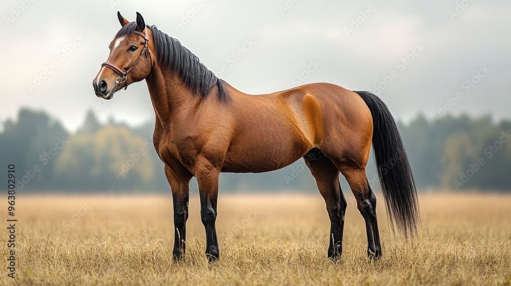 Fototapeta premium Quarter horse standing on a white background