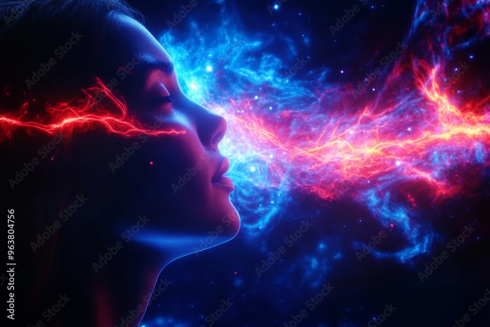 Microglial activation synaptic cleft plasticity and neurovascular coupling mechanisms woman with flowing neural light representing the connection between mind and cosmic energy in space Microglial activation synaptic cleft plasticity and neurovascular coupling mechanisms woman with flowing neural light representing the connection between mind and cosmic energy in space