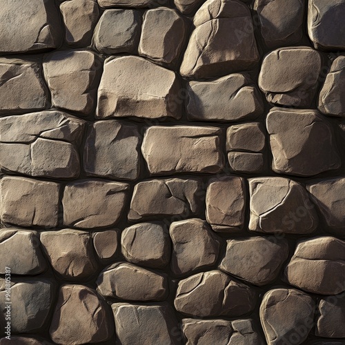 2D Illustration of Stone Wall Texture with Molds
