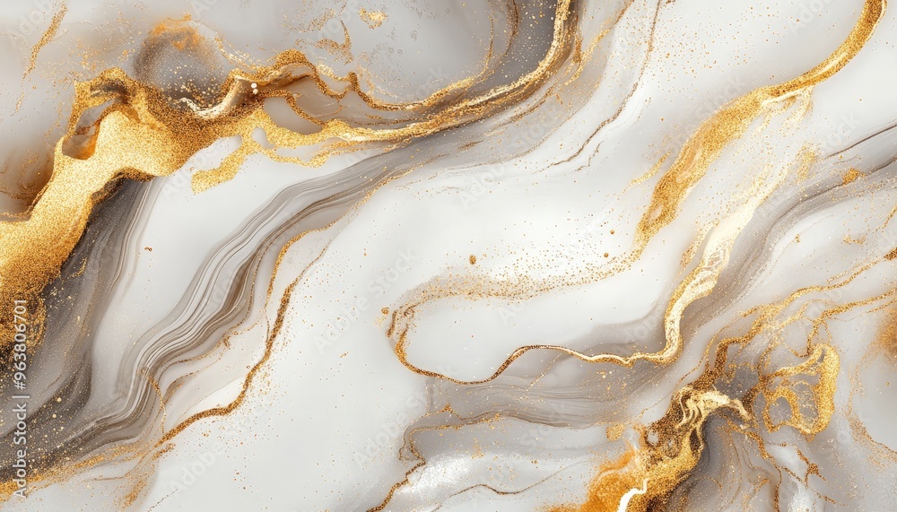 Elegant Marble Pattern with Golden Veins on White Background