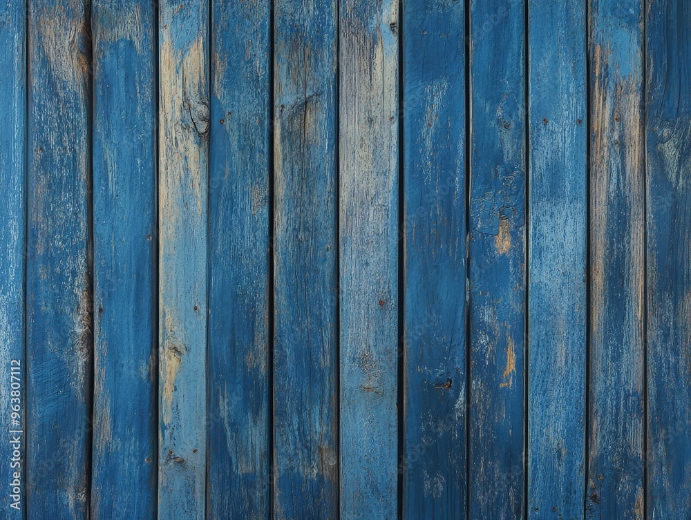 Close-Up of Blue Wooden Planks Showcasing the Texture