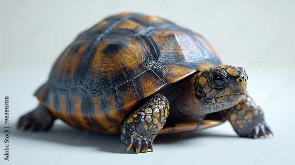 Obraz premium Turtle crawling on a white background