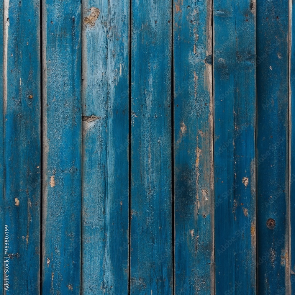Close-Up of Blue Wooden Planks Showcasing the Texture