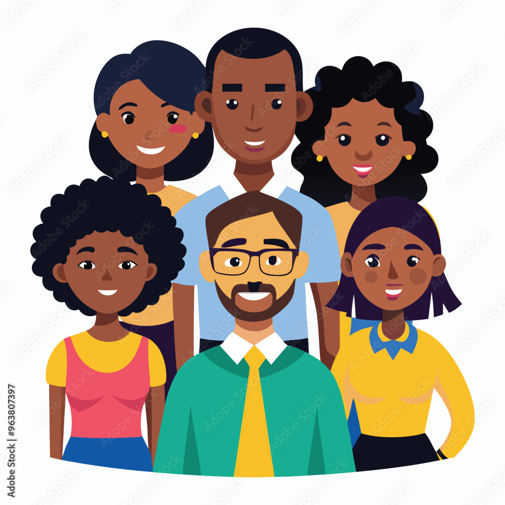 black people team illustration on white background black people team illustration on white background