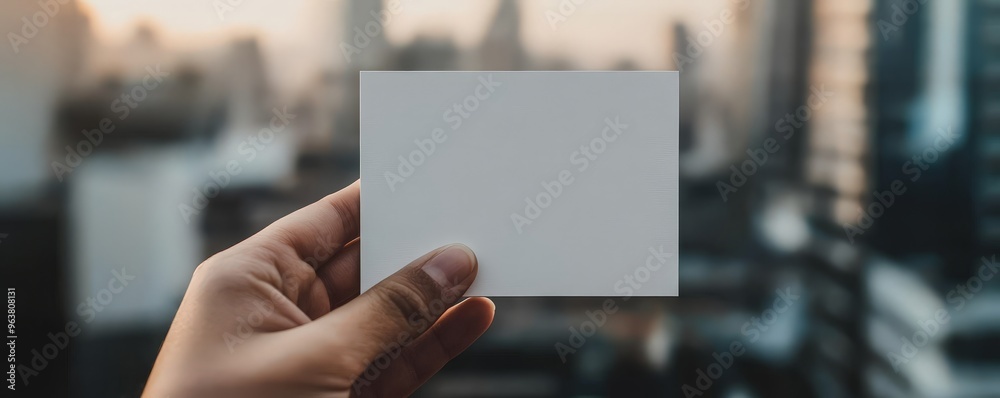 Hand Holding Up an Empty White Card - Close-Up Shot Hand Holding Up an Empty White Card - Close-Up Shot