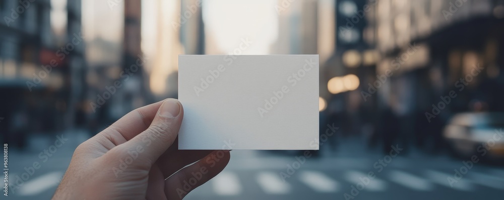 Hand Holding Up an Empty White Card - Close-Up Shot Hand Holding Up an Empty White Card - Close-Up Shot
