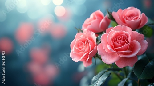 Stunning Pink Rose Flowers Background: Perfect for Romantic and Love-Inspired Designs with Elegant Floral Textures, Generative AI