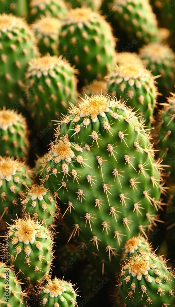 Close-up of a Prickly Pear Cactus with Sharp Spines and Fuzzy Areoles Close-up of a Prickly Pear Cactus with Sharp Spines and Fuzzy Areoles