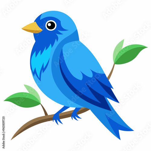 a blue bird on a branch vector illustration