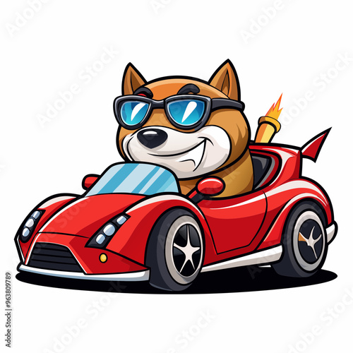 A cool bully dog driving on a supercar vector illustration