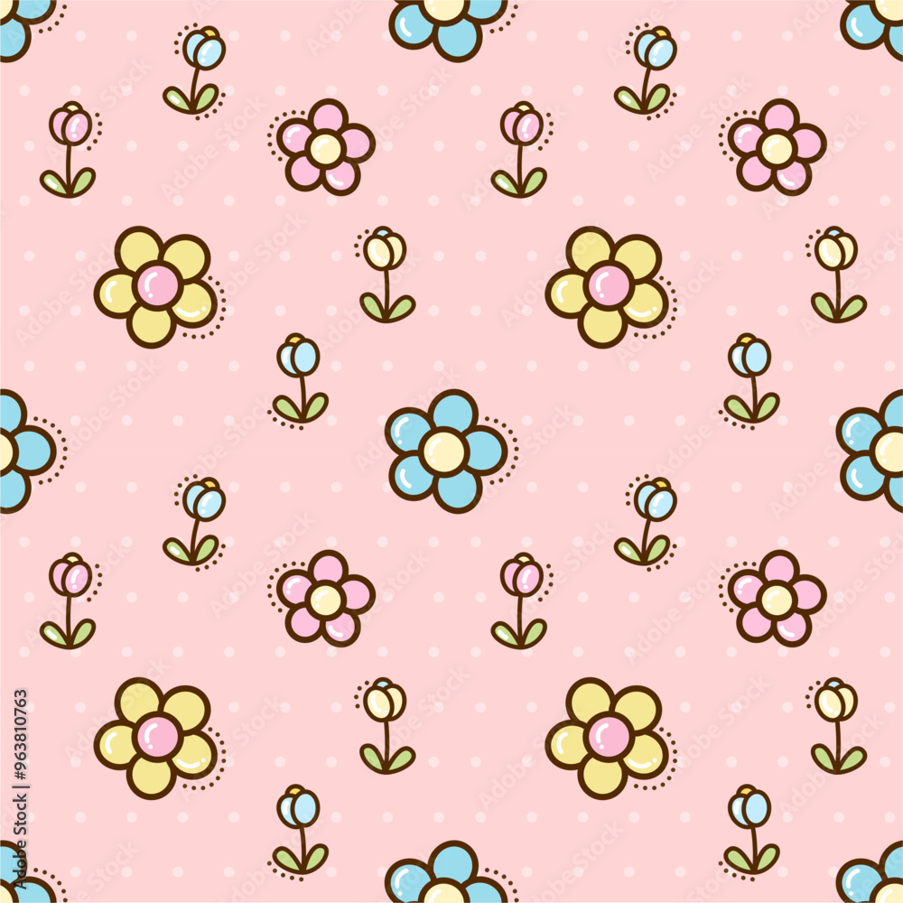 Cute Pastel Flower Seamless Pattern Cute Pastel Flower Seamless Pattern