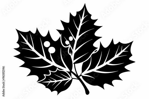 Christmas Leaf Black Silhouette Elegant and Festive Holiday Foliage Design.