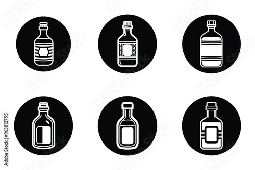 Bottle icon bundle set design in vector style