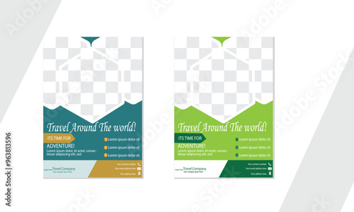 Creative flyer design and brochure cover page template for travel company