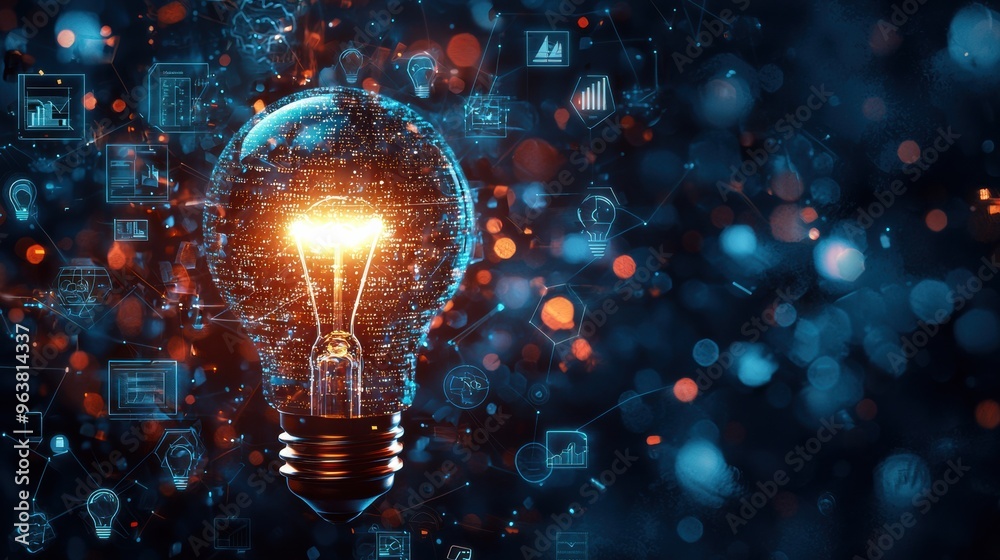 Glowing Light Bulb Symbolizing Innovative Idea and Creative Thinking