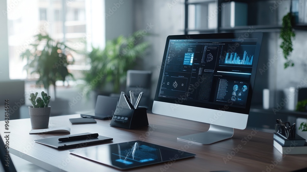 High-tech digital planning tools displayed on a sleek modern desk