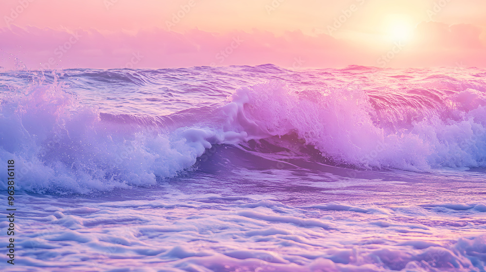 The ocean is awash with magenta tones, turning the waves into a colorful masterpiece The ocean is awash with magenta tones, turning the waves into a colorful masterpiece