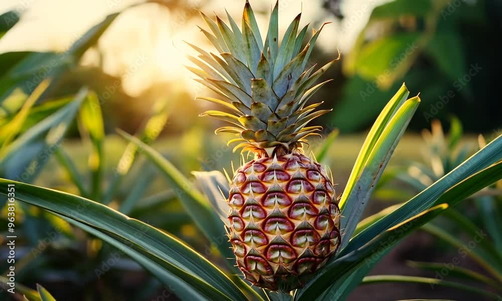 Pineapple Fruit Growing in the Sun