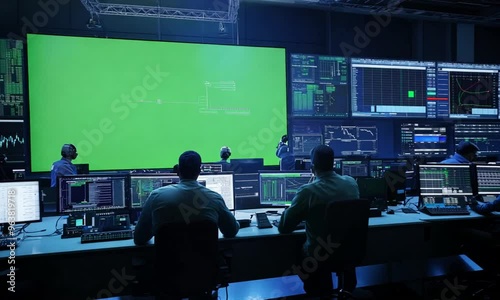 Control Room with Green Screen