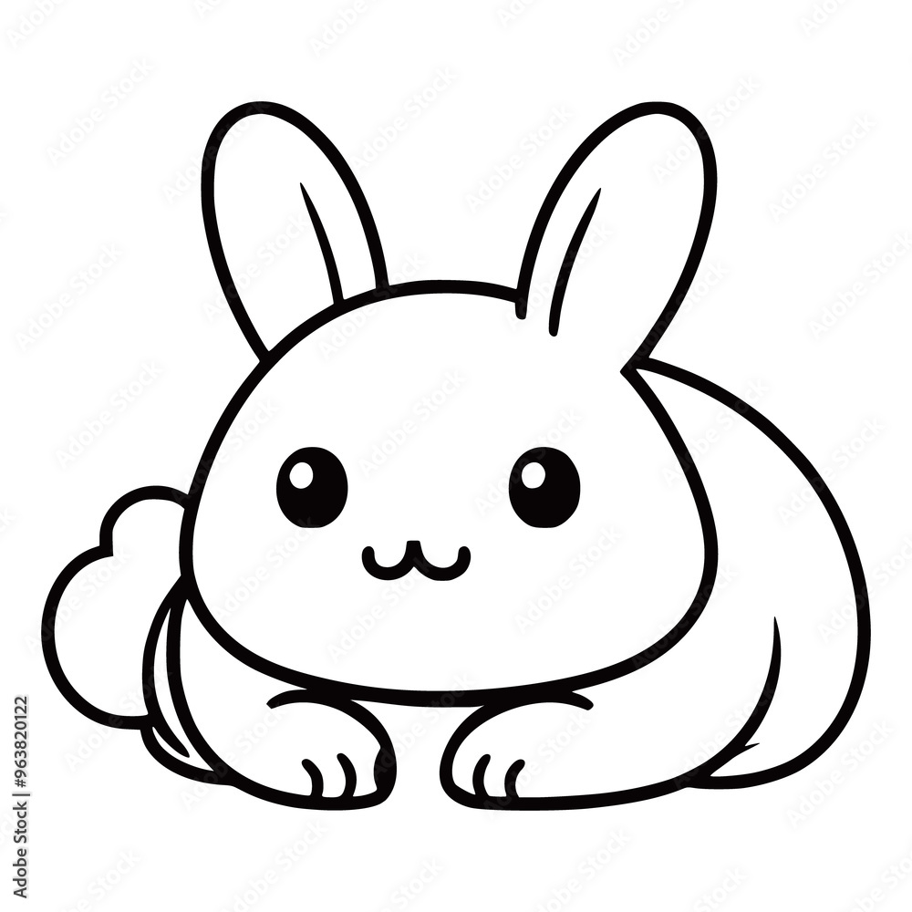Rabbit icon black and white continues line drawing vector illustration art on white background generated Ai Rabbit icon black and white continues line drawing vector illustration art on white background generated Ai