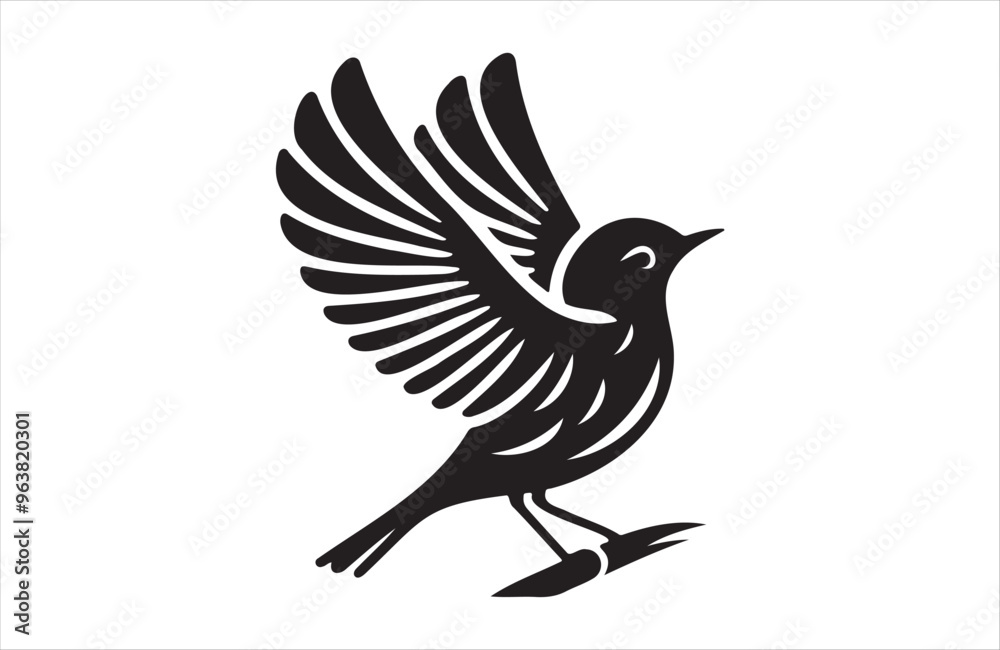 Vector art of European small bird of silhouette vector illustration Vector art of European small bird of silhouette vector illustration
