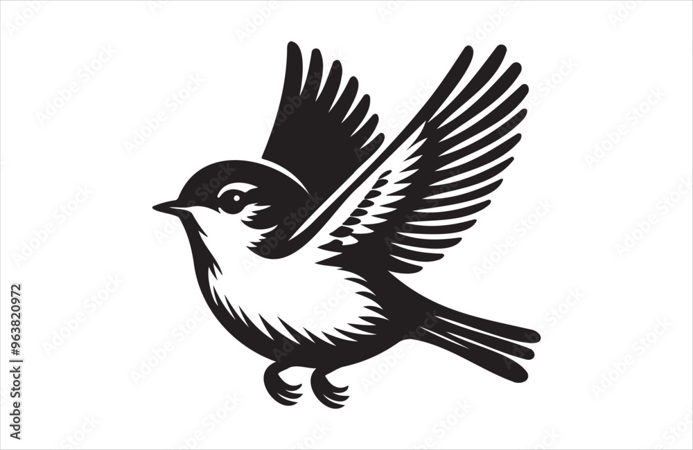 Vector art of European small bird of silhouette vector illustration Vector art of European small bird of silhouette vector illustration