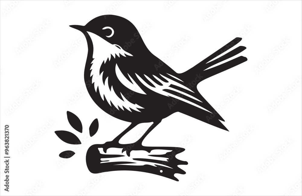 Vector art of European small bird of silhouette vector illustration Vector art of European small bird of silhouette vector illustration