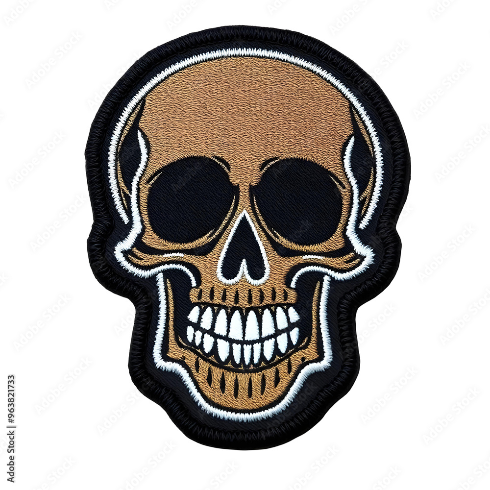 Fototapeta premium Skull patch sticker isolated on transparent background.