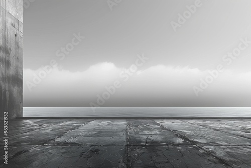 Minimalist scene featuring a black and white background that highlights simplicity and elegance in design. Clean aesthetic concept