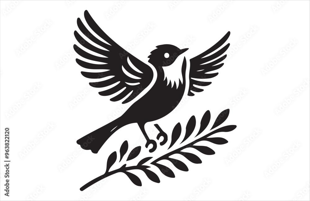 Fototapeta premium Vector art of European small bird of silhouette vector illustration