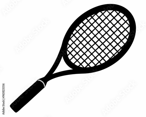 Tennis racket black silhouette illustration