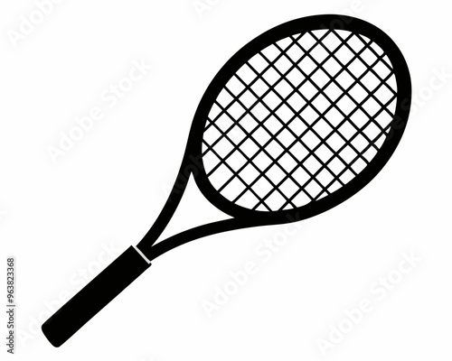 Tennis racket black silhouette illustration