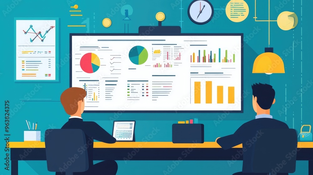 Project planning with agile methodology, flat design, front view, professional theme, cartoon drawing, Split-complementary color scheme