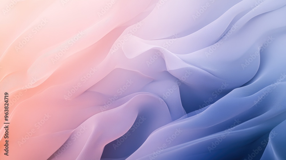 Obraz premium A gradient background transitioning from deep blue to light pink, with soft, flowing lines adding depth.